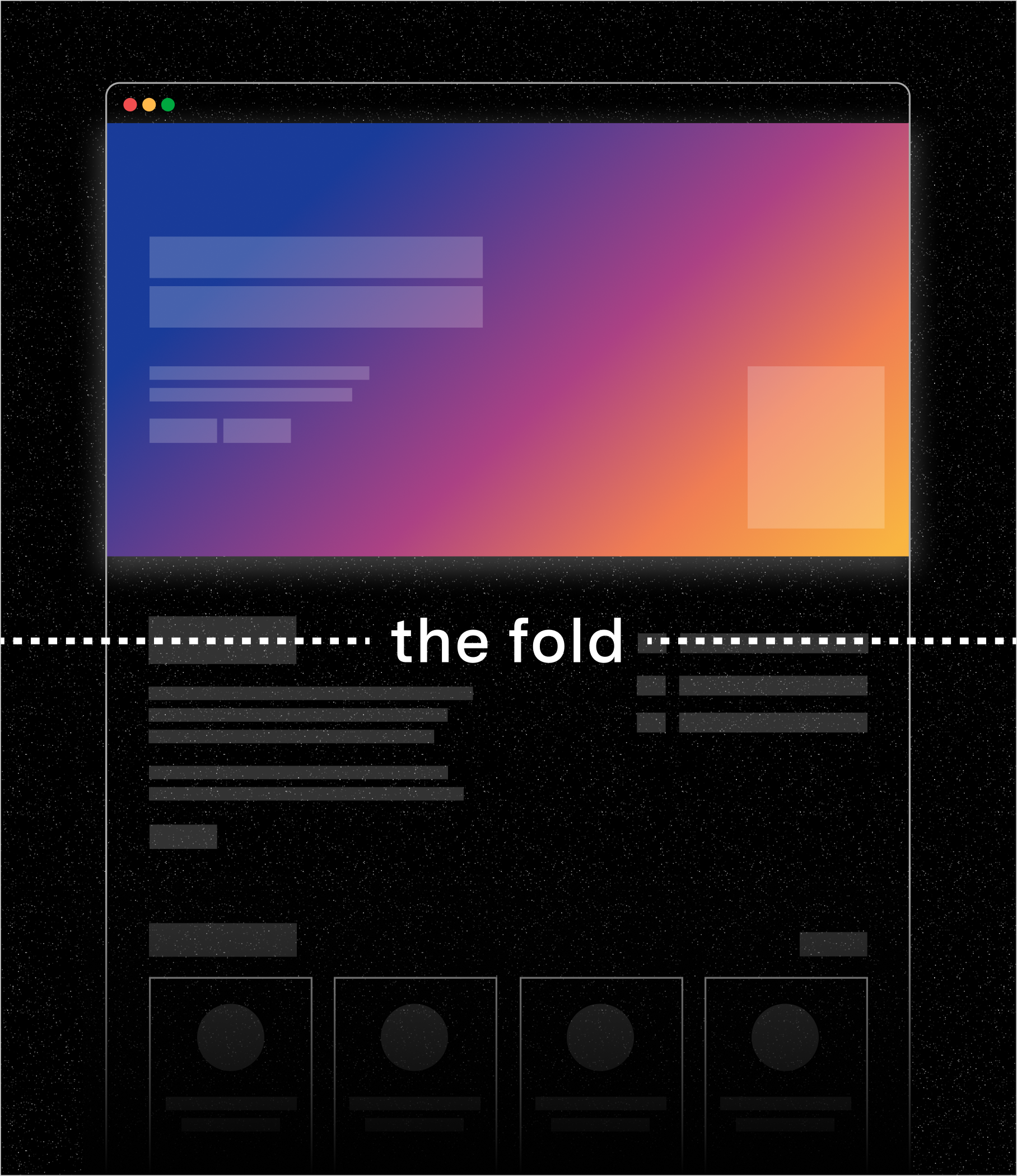 Demonstration of the fold on a website