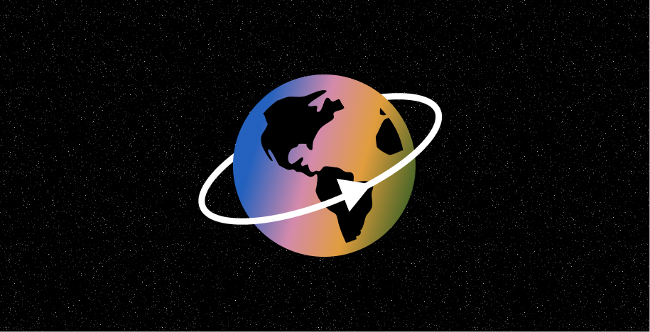 Gradient Earth on a starry black background